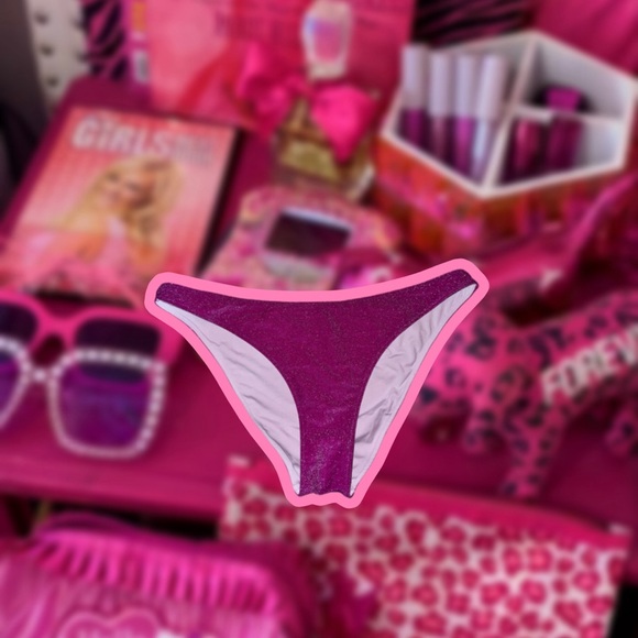 Victorias Secret/PINK Hot Pink Sparkly Two Piece Bikini - Picture 3 of 4